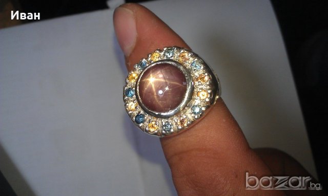 Сребърен пръстен със сапфири, снимка 5 - Пръстени - 18977006