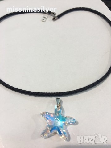 Морска звезда Сваровски кристал 30мм, снимка 3 - Колиета, медальони, синджири - 9204695