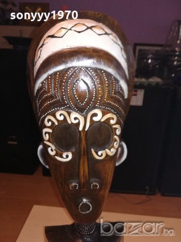 африканска маска-60х20х8см-масивна-дървена-от швеицария, снимка 2 - Антикварни и старинни предмети - 20932954
