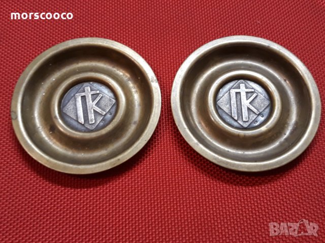 Две царски чинийки с монограм и сребърни вложки, снимка 1 - Антикварни и старинни предмети - 23898625