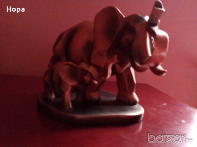 Слон с малко слонче.Масивна,стилизирана пластика, снимка 8 - Статуетки - 19920897