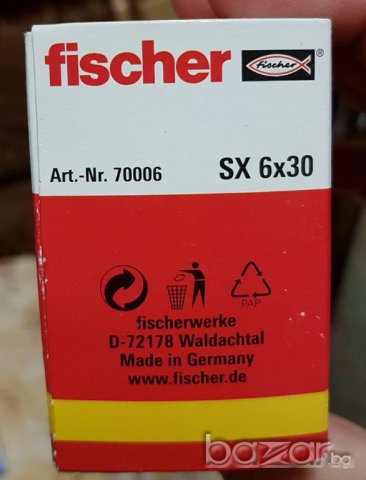 Дюбел FISCHER SX 6 x 30 , снимка 3 - Строителни материали - 17185281