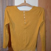 Интересна блуза в цвят горчица със сатена падела отпред, снимка 4 - Блузи с дълъг ръкав и пуловери - 23676270