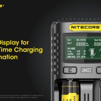 Nitecore UMS2 LCD Screen USB Battery Charger зарядно, снимка 2 - Друга електроника - 24420769