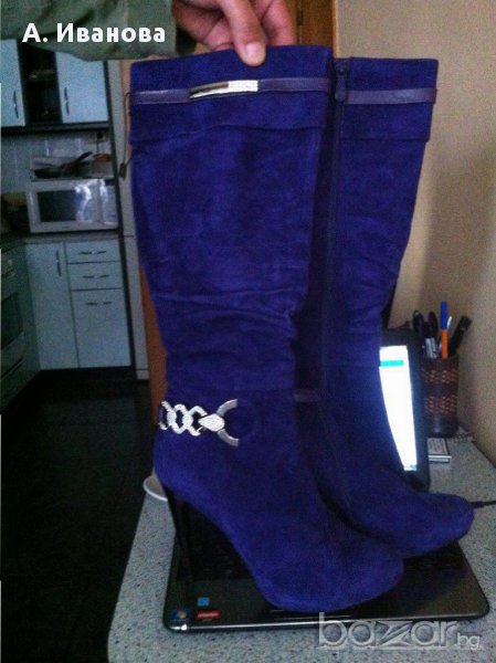 Дамски ботуши от естествен велур, снимка 1