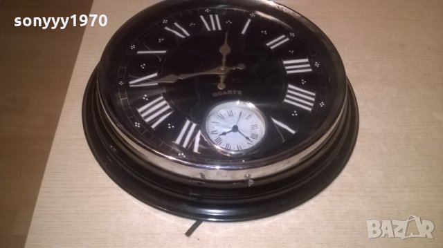 голям метален двоен часовник-41см-внос англия, снимка 3 - Колекции - 26043983