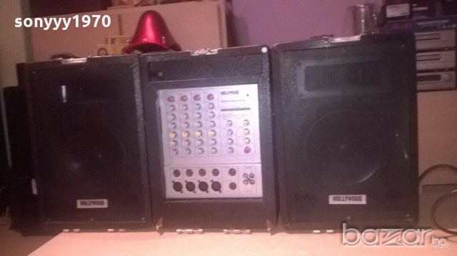 hollywood amplifier/mixer+тонколони-внос англия, снимка 6 - Ресийвъри, усилватели, смесителни пултове - 19601988