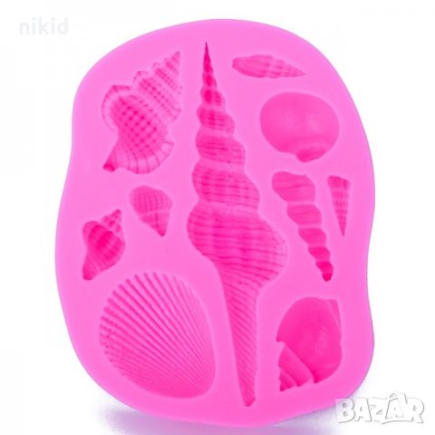 Дълъг рапан миди морски силиконов молд форма за украса торта с фондан шоколад, снимка 2 - Форми - 22432502