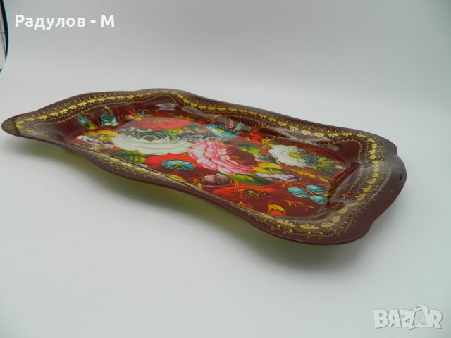 Поднос метален с цветя / 6362, снимка 2 - Други - 23240691