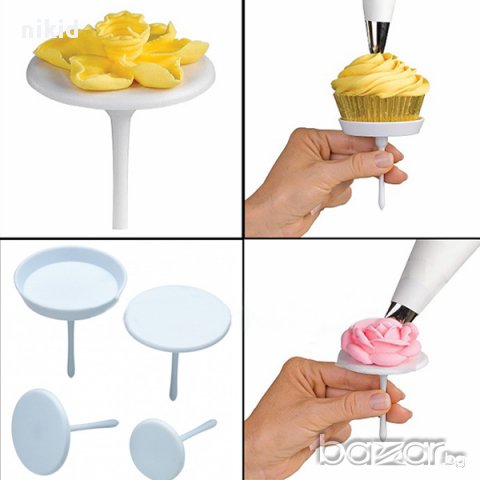 пирон пирони пластмасови 4 бр. за декор украса кексчета мъфини рози, снимка 2 - Други - 9443357