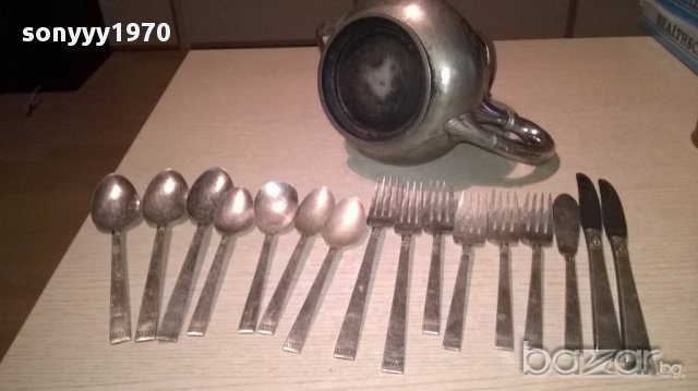 Марков чаиник 26х18х17см и прибори-внос швеицария, снимка 3 - Антикварни и старинни предмети - 17821412