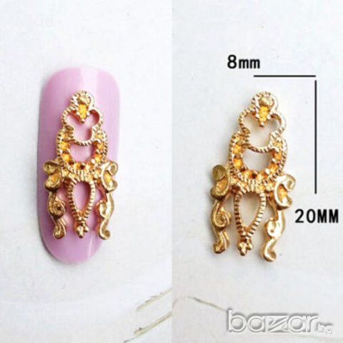 Очарователно дълго късо сребристо и златисто бижу декорация за нокти маникюр, снимка 4 - Други - 20727370