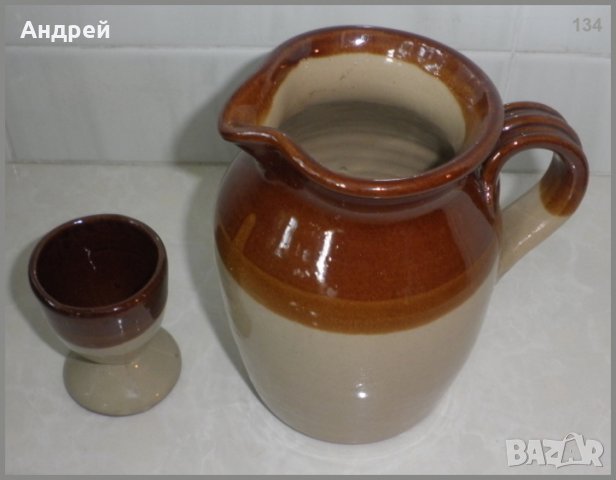 Лот от керамична каничка и яйчарка, снимка 4 - Други - 23219725