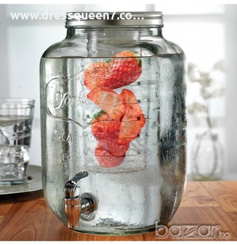 1677 Стъклен буркан с канелка за напитки 4 и 5 литра, снимка 7 - Други стоки за дома - 19576825