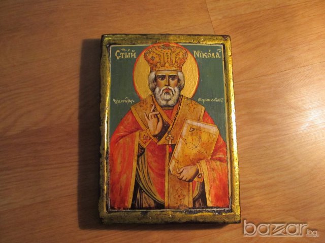 † Стара православна  икона  Свети Николай Чудотворец  за ценители и колекционери иконопис, църква, снимка 3 - Икони - 17331167
