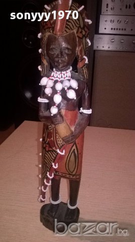 Африканска фигура от дърво-31х7см-внос швеицария, снимка 3 - Антикварни и старинни предмети - 17317721