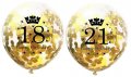 Голям прозрачен балон 18 и 21 години Happy Birthday със златни конфети за рожден ден