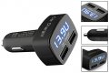 ПРОМО! Зарядно за кола с 2 USB гнезда с цифров волтметър, амперметър, термометър, снимка 2