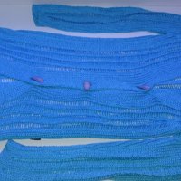 S/M Auzu синя дълга жилетка, фино плетиво – S/Mразмер, снимка 1 - Жилетки - 25152165