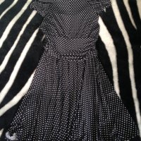 Френска бутикова рокля Patrice Breal M черна с бели точки клош феерична, снимка 5 - Рокли - 24535670