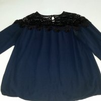 стилна дамска блуза с дантела размер L MADE IN ITALY , снимка 1 - Блузи с дълъг ръкав и пуловери - 20281295
