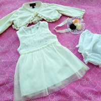 Лот 0-3 месеца рокля болеро и гащички, снимка 12 - Комплекти за бебе - 21856939