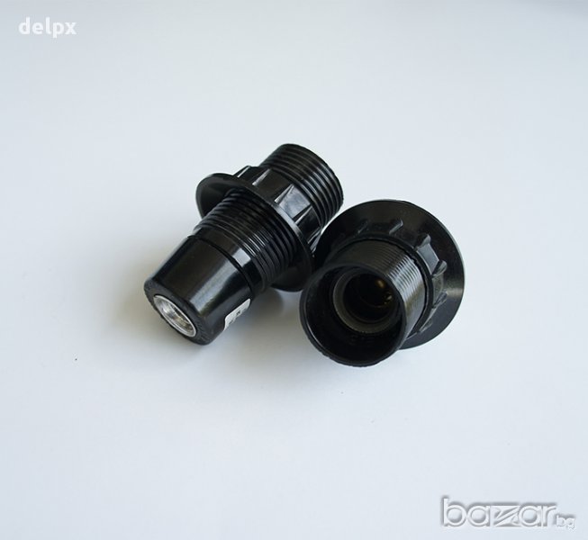 Българска фасунга висяща черна бакелитова с цокъл E14, снимка 1