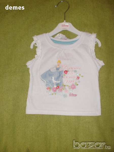Прекрасна блуза с къс ръкав в бяло Disney, размер 6-9 (месеца), снимка 1