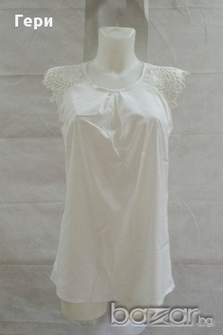 Бяла блуза с плетена дантела Sense, снимка 2 - Корсети, бюстиета, топове - 17440011