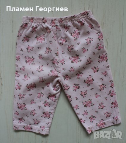Розов кадифен панталон на флорална щампа, снимка 4 - Панталони и долнища за бебе - 25210016