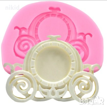 Рамка във вид на каляска силиконов молд форма за украса торта с фондан шоколад