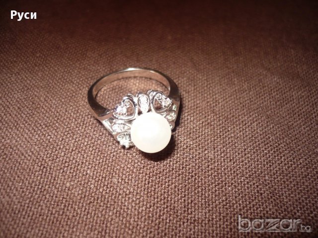 Пръстен с бяла перла, снимка 3 - Пръстени - 17026402