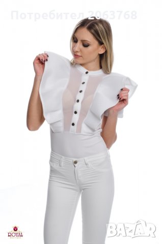 Екстравагантна Дамска Бяла Риза, снимка 2 - Ризи - 23693736