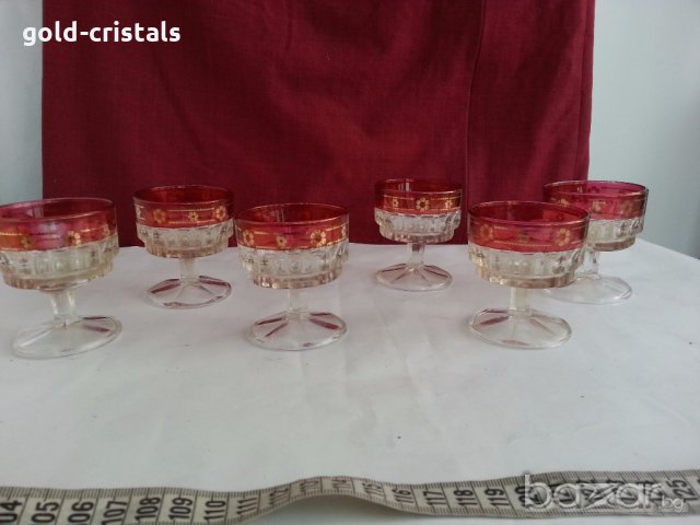  кристални чаши италия с позлата, снимка 2 - Антикварни и старинни предмети - 19846396