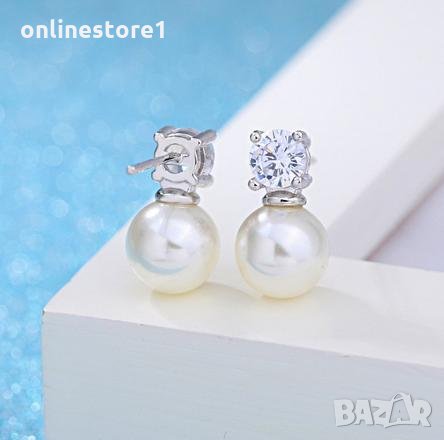 Сребърни обеци - гръцка перла 925 сребро BF113, снимка 3 - Обеци - 24324948