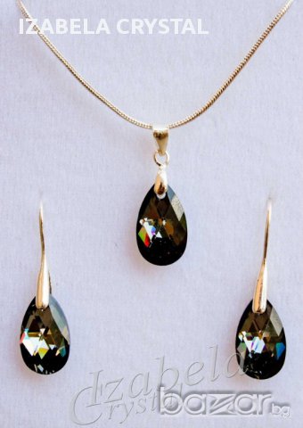 Комплект Сваровски "pear-shaped'' Swarovski , снимка 4 - Бижутерийни комплекти - 10046645