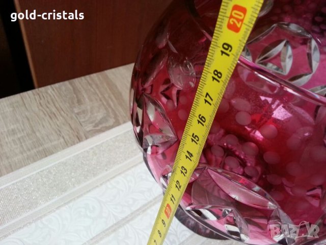  кристална купа цветен червен кристал, снимка 3 - Антикварни и старинни предмети - 23011803