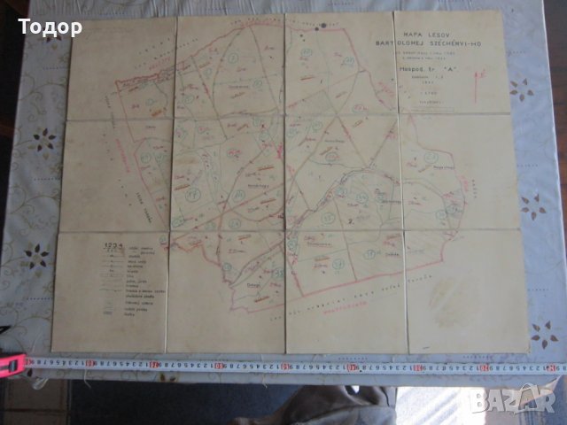 Стара карта върху плат 1932, снимка 2 - Колекции - 25442276