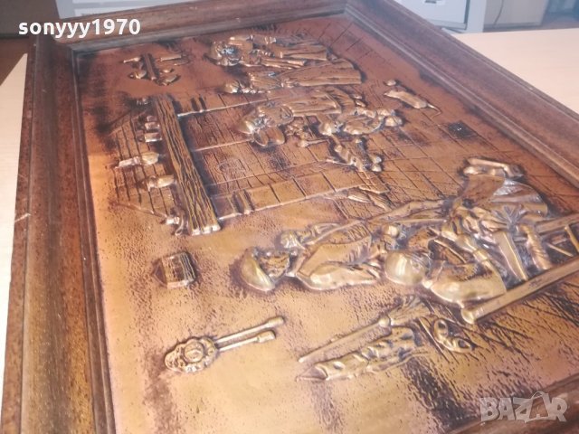 ГОЛЯМА картина-релефна-мед/месинг-73х52см-внос швеицария, снимка 17 - Антикварни и старинни предмети - 21518531