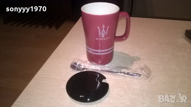 ❤️maserati-чаша керамика с капак-14х12х9см и лъжица-16см, снимка 3 - Колекции - 23334653