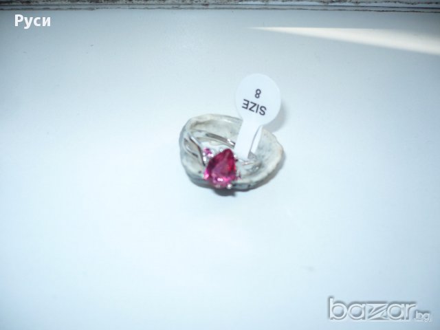 Пръстен сребърно покритие с червен кристал, снимка 3 - Пръстени - 17626536