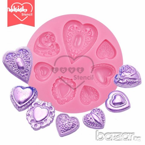 серия сърца силиконов молд форма кръгъл за украса торта с фондан шоколад