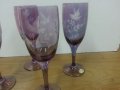 Ретро чаши за вино гравирани цветно стъкло, снимка 7