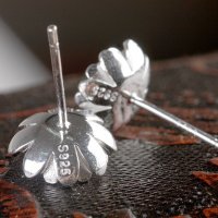Сребърни обеци - цвете 925 сребро BF109, снимка 3 - Обеци - 24324272