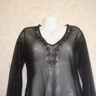 Fransa, нежна воалена черна блуза, М  , снимка 2 - Туники - 18369014