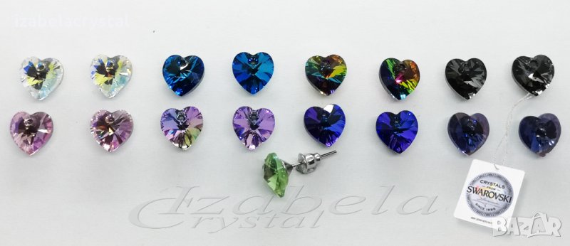 Сваровски Обеци "сърце" Комплект,Колиета "heart" SWAROVSKI® Всички цветове, снимка 1