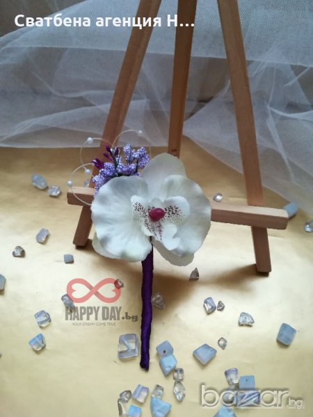 Сватбена бутониера за ревер Орхидея Перлита, снимка 1
