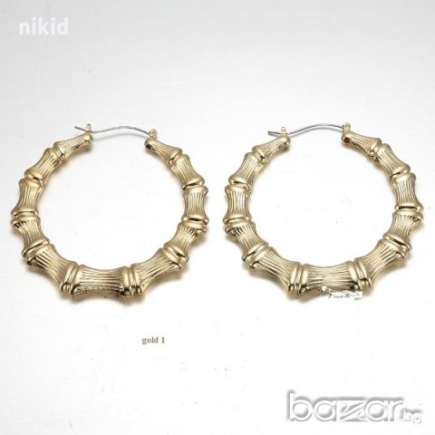 златисти халки пластмасови дамски обеци обици, снимка 2 - Обеци - 19579727