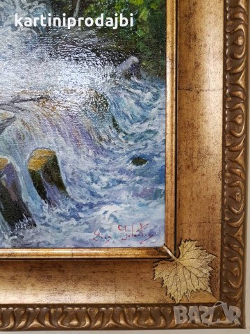 Маслена картина "Водопад" италиански художник, снимка 7 - Картини - 23022640
