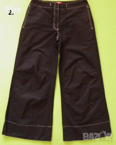 Esprit ефектен черен дамски летен панталон с широки крачоли, снимка 1 - Панталони - 26187492